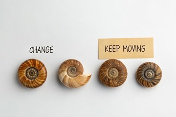 Spiral shells representing change and the concept of progress