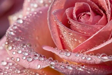 Rose flower with water droplets in macro photography