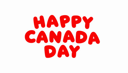Bright and Cheerful Image Celebrating Canada Day with Bold Red Text on White Background Emphasizing National Pride and Festive Spirit with Simplicity
