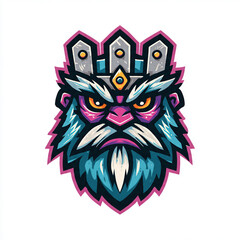 Awesome king mascot with fierce expression for esports team logo