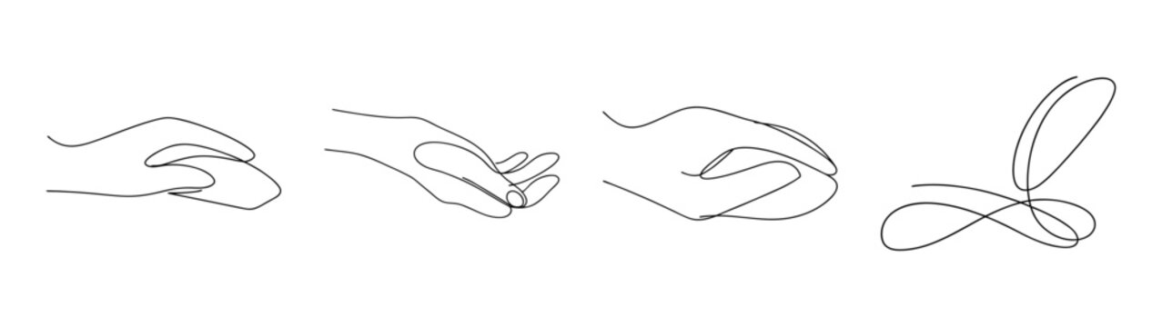Hand gestures and mouse interaction sketch four-panel sequence