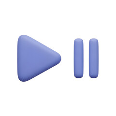 3d play and pause button icons, isolated on transparent background