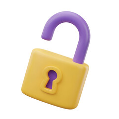 3d illustration of an open padlock isolated on transparent background