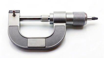 A precise micrometer tool on a white isolated background