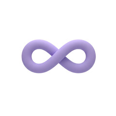 Purple infinity symbol, representing eternity or endlessness, isolated on transparent background