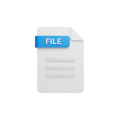 Document icon with the word file on a blue tab isolated on transparent background