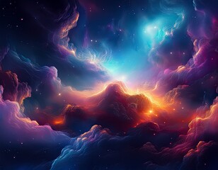 abstract astral nebula glowing clouds in space stormy dark smoke background wallpaper
