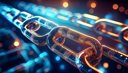 a chain link closeup blockchain and crypto concept