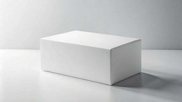 Clean white cardboard box isolated on a plain background