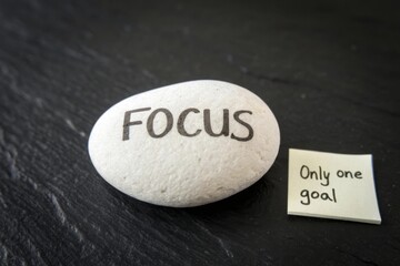 White stone with the word FOCUS on a dark background