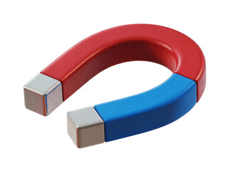 Horseshoe magnet red and blue on transparent background physics tool magnetic force education science concept