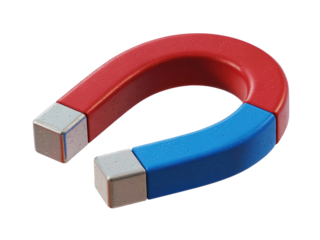 Horseshoe magnet red and blue on transparent background physics tool magnetic force education science concept