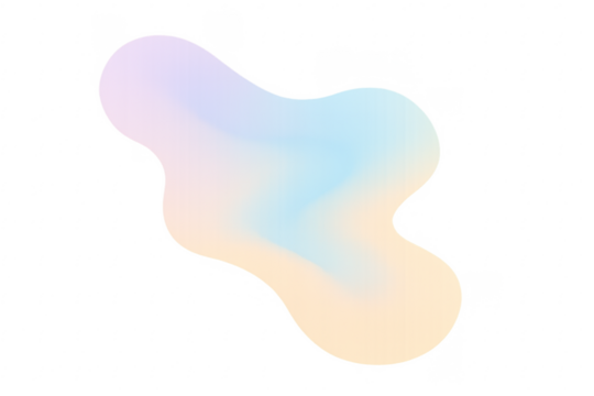 Abstract pastel gradient fluid shape on transparent background