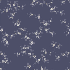 seamless pattern of flowers, branches and leaves