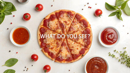 Delicious margherita pizza with tomato sauce and fresh herbs