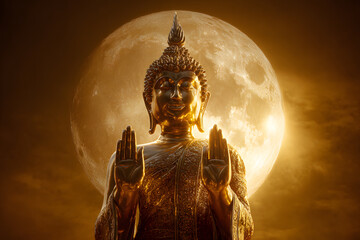 Moon and buddha in Laos