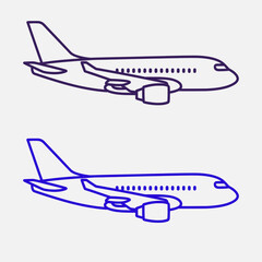 Airplane Icons Set of Two Aircraft Outlines for Travel and Transportation Concepts