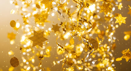 Gold glitter texture. Festive sparkling sequins background. Wpaper for Valentine, New Year or Christmas Holidays.