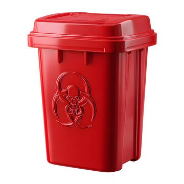 Red Biohazard Waste Container Disposal Bin Medical Trash Infectious Hazard