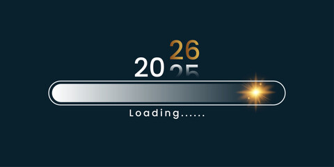Loading process ahead of the new year 2026. Seconds leaving December 2025. Welcome 2026. Vector illustration. Creative festive banner with trendy design.