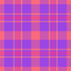 Industry check fabric background, contour plaid seamless pattern. Material texture tartan textile vector in pink and violet colors.