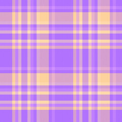 Machinery textile pattern check, festive texture fabric tartan. Online seamless vector plaid background in violet and orange colors.