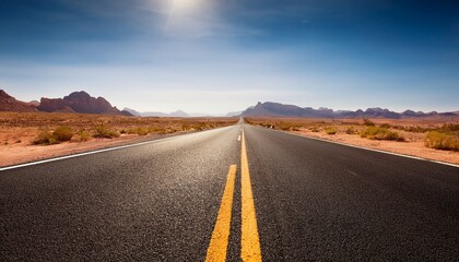 empty asphalt road adventure road in desert