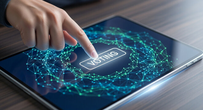 Vote now using secure digital ballot on tablet, empowering civic engagement and modern democracy with fast, accessible online elections