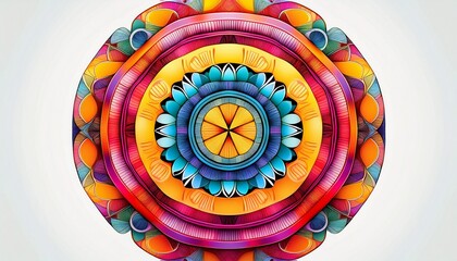 vibrant kaleidoscope pattern with white background