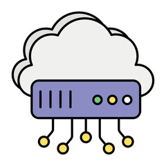Cloud and Cloud Computing or Cloud Services Color Outline Icons Pack and illustrations