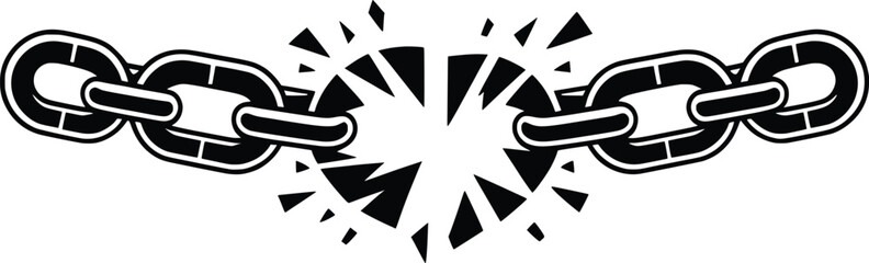 Broken Chain Symbol Freedom Vector Illustration.