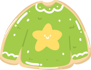 Cute green sweater cookie for Christmas decoration and element