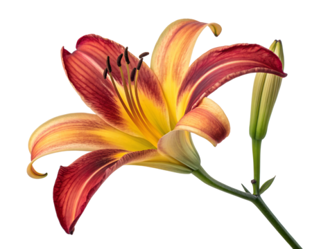 vibrant red and yellow lily flower close up  