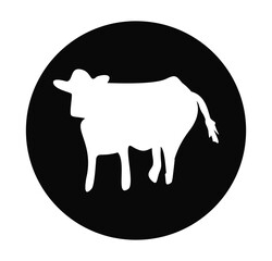 Flat design silhouette vector illustration logo, symbol of a cow. Animals, Eid al-Adha, herbivores.