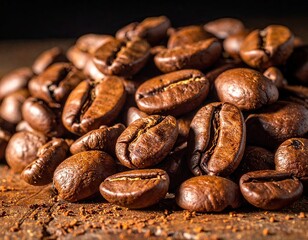 Roasted Coffee Beans on Wooden Surface