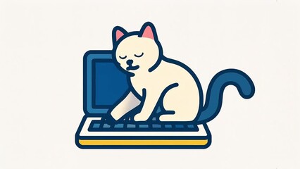 Cat sleeping on the laptop icon