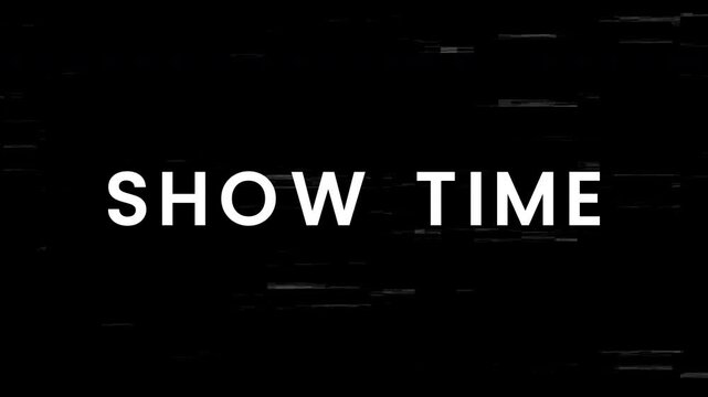 show time text glitch animation