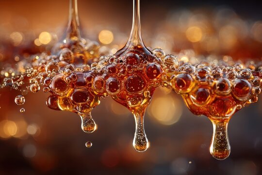 Dripping Golden Honey Closeup with a Delicious Texture