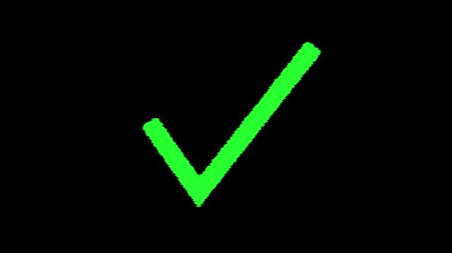 Green Check Mark Loop Animation Hand-Painted Stroke for Validation or Approval