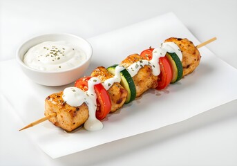 Greek souvlaki skewers, isolated on a white background