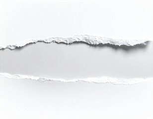 Ripped White Paper with Rough Edges on Light Gray Background Revealing Texture and Abstract Design Concept