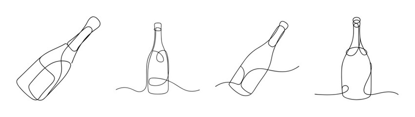 Obraz premium Sketchy champagne bottle designs in multiple artistic styles and angles