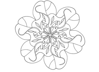 Coloring page mandala outline drawing for art therapy and meditation. Circular ornament