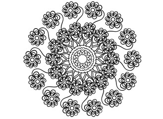Coloring page mandala outline drawing for art therapy and meditation. Circular ornament
