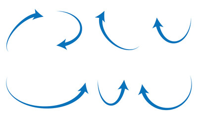Circle arrow icon set. Symbol of reload, refresh, loading, recycle, and repeat. Interconnecting round arrow vector icons set. Work in progress sign. One, two, three, arrow in the loop.