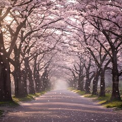 a path between the cherry trees