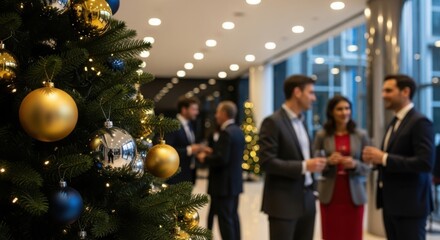 Festive Christmas Tree at a Corporate Holiday Party