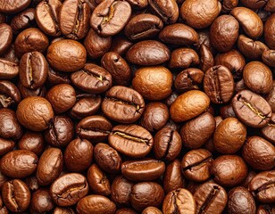 Roasted Coffee Beans Brown Textured Background Full Frame Close Up