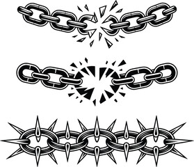 Broken and Spiked Chain Symbol Vector Illustration.
