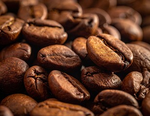 Roasted Coffee Beans Close Up Brown Rich Texture